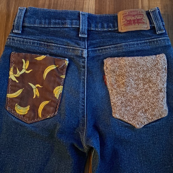Levi’s with hand sewn monkey patches Girls Size 6 - Picture 4 of 12
